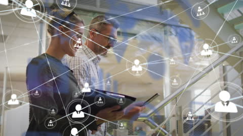 Business Team Analyzing Digital Connectivity Network