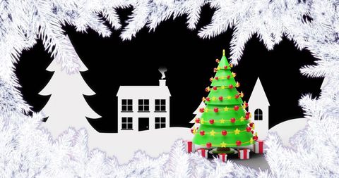 Festive Christmas Tree Opulence Under Gleaming White Branches - Download Free Stock Images Pikwizard.com