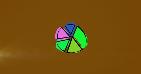 Colorful pie chart on vibrant orange background