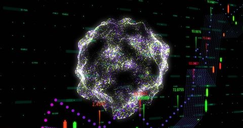 Abstract Globe with Financial Data Over Black Background - Download Free Stock Images Pikwizard.com