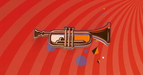 Vibrant Trumpet on Abstract Red Background