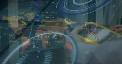 Futuristic Data Flow Technology in Server Room with Global View