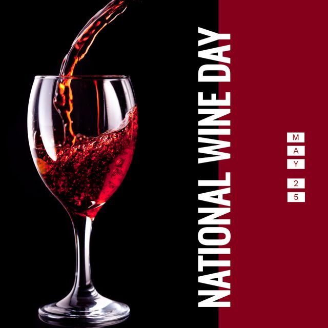 National Wine Day Celebration on Black and Red Background - Download Free Stock Templates Pikwizard.com