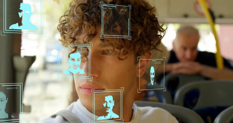 Facial Recognition and AI Technology Analyzing Identities