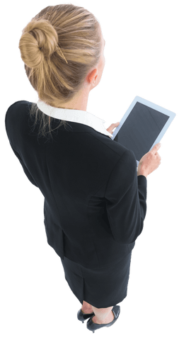 overhead view transparent businesswoman holding tablet - Download Free Stock Videos Pikwizard.com
