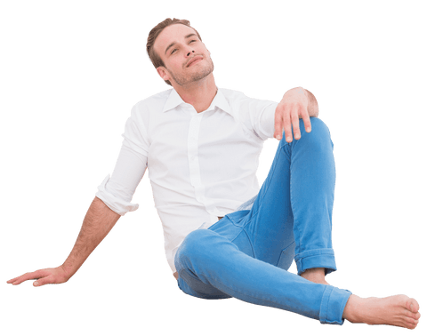 Relaxed Man in Casual Attire Sitting on Transparent Background - Download Free Stock Videos Pikwizard.com
