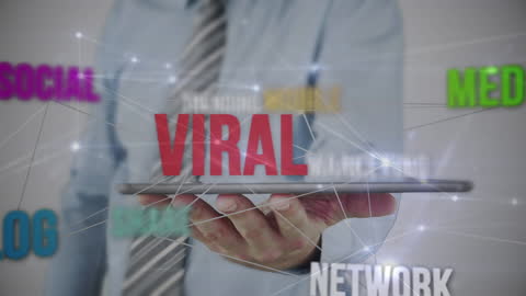 Businessman Using Tablet with Digital Marketing Concepts