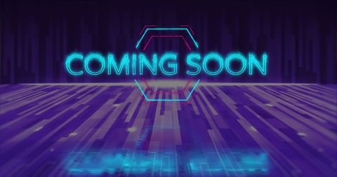 Coming Soon Neon Text Over Futuristic Light Trails - Download Free Stock Images Pikwizard.com