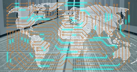 Global Network Technology Overlay with Digital Interface - Download Free Stock Images Pikwizard.com