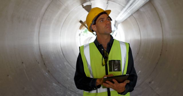 Engineer Inspecting Large Tunnel Construction - Download Free Stock Images Pikwizard.com