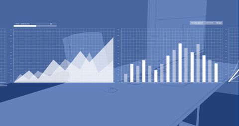 Innovative Data Analysis Display with Chart Graphics in Office Setting - Download Free Stock Images Pikwizard.com