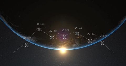 Digital Data Interface Overlay with Atmospheric Earth View - Download Free Stock Images Pikwizard.com