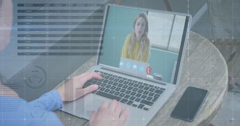 Businesswoman Engaged in Virtual Call with Financial Data Overlay - Download Free Stock Images Pikwizard.com