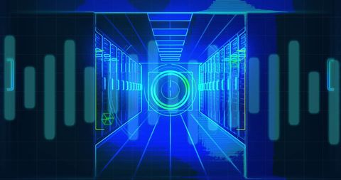 Futuristic data processing over computer servers with digital interface