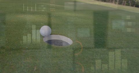 Golf Ball Near Cup with Data Overlay for Sports Analytics - Download Free Stock Images Pikwizard.com