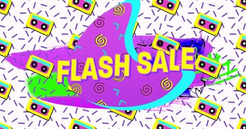 Flash sale announcement with vibrant retro design