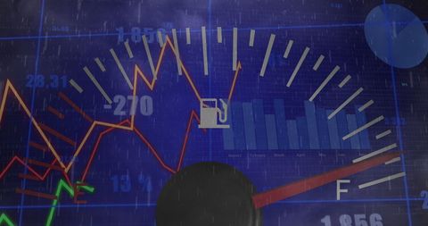 Digital Data Overlay on Fuel Gauge Illustrating Analytics - Download Free Stock Images Pikwizard.com