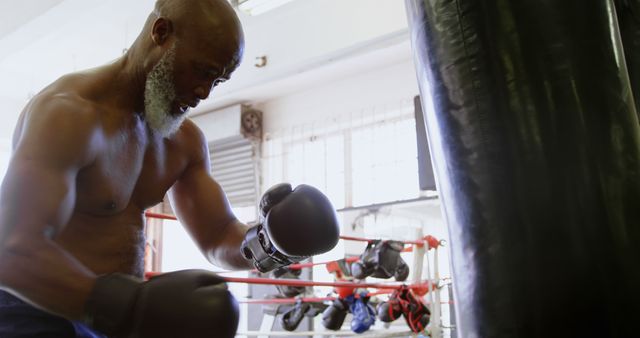 Senior African American Man Boxing in Gym - Download Free Stock Images Pikwizard.com