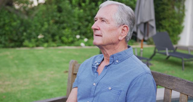 Senior Man Enjoying Peaceful Outdoor Moment on Bench - Download Free Stock Images Pikwizard.com