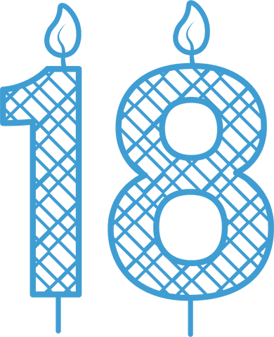 18th birthday celebration blue candle illustration transparent background