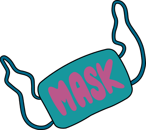 Transparent flat design face mask with bold letters