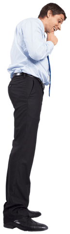 Caucasian Businessman Examining Profile Transparent Figure