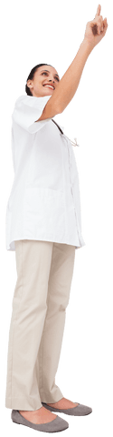 Cheerful Caucasian Female Doctor Pointing on Transparent Background - Download Free Stock Videos Pikwizard.com