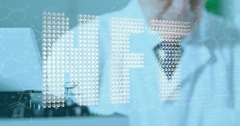 NFT Concept with Caucasian Scientist in Laboratory Setting - Download Free Stock Images Pikwizard.com