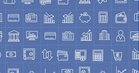 Digital Financial Icons on Blue Screen Interface - Download Free Stock Images Pikwizard.com