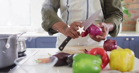 Home Cooking Person Prepares Fresh Ingredients on Cutting Board