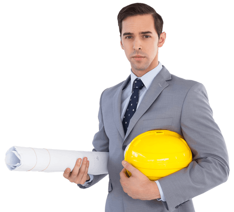 confident architect holding blueprints and yellow helmet - Download Free Stock Videos Pikwizard.com