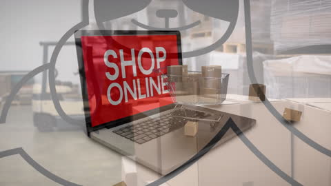 Animated Sloth Icon on E-commerce Laptop Display