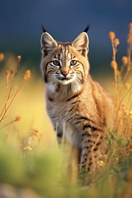Close up of bobcat standing in field, created using generative ai technology - Download Free Stock Photos Pikwizard.com