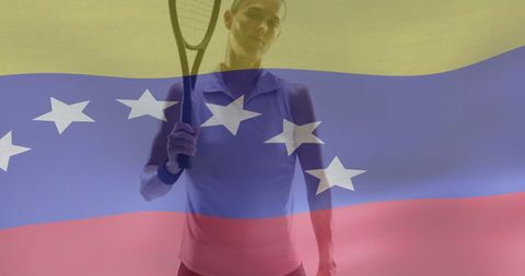 Female Tennis Player with Venezuelan Flag Overlay