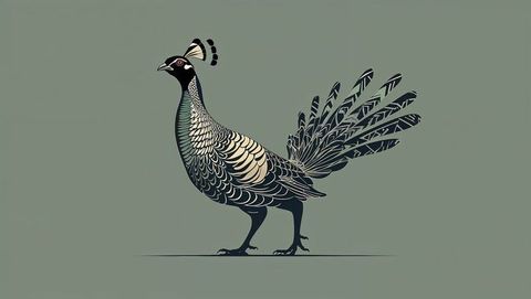 Elegant minimalistic bird animal illustration with detailed feathers
