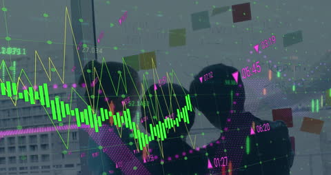 Students Analyzing Data with Graph Animation Overlay in Classroom Setting