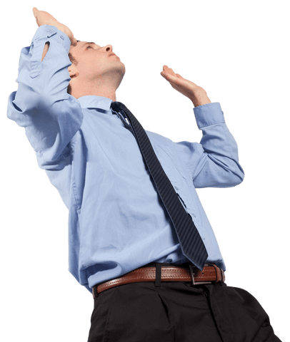 Stylish Businessman in Energetic Pose on Transparent Background