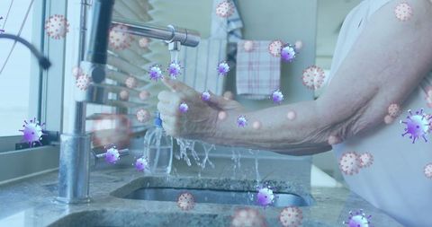 Senior Man Practicing Hand Hygiene Against Viruses