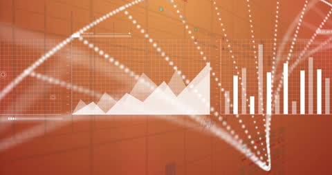 DNA Strands and Data Charts on Orange Background