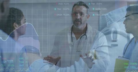 Doctor Engaging with Healthcare Analytics in Hospital Setting