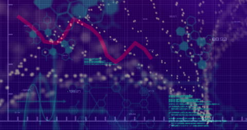 Futuristic Financial Data Visualization with Falling Dollar Notes
