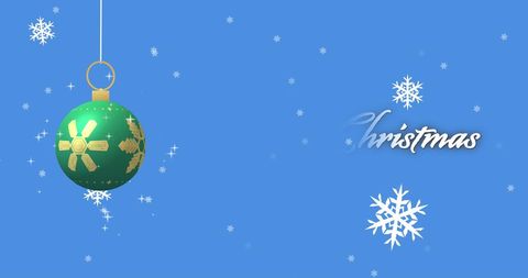 Festive Christmas Bauble with Snowflakes on Blue Background