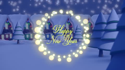 Festive Happy New Year Greeting in Winter Wonderland