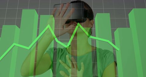 Woman in Virtual Reality Overlaid with Financial Graph - Download Free Stock Images Pikwizard.com