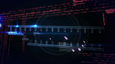 Futuristic DNA Structure with Data Analysis Visuals