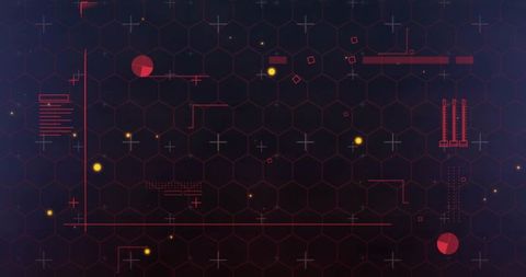 Futuristic Digital HUD Interface with Honeycomb Grid