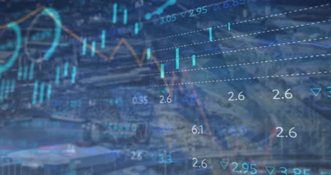 Digital Financial Data Visualization Over City Landscape