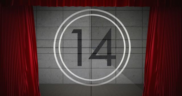 Vintage Theater Countdown Screen with Red Curtains - Download Free Stock Images Pikwizard.com