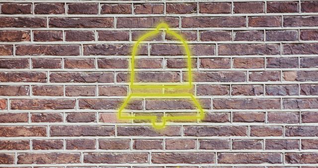 Neon Bell Icon on Brick Wall: Social Media Concept - Download Free Stock Images Pikwizard.com