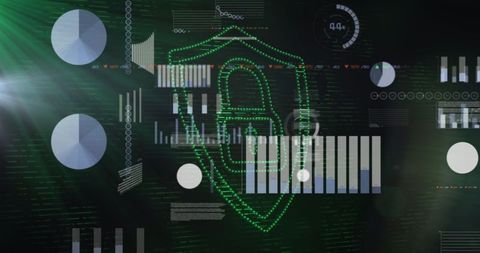 digital security concept with padlock and data visualizations - Download Free Stock Images Pikwizard.com